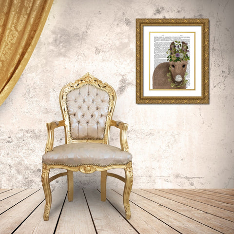 Donkey Bohemian 2 Book Print Gold Ornate Wood Framed Art Print with Double Matting by Fab Funky