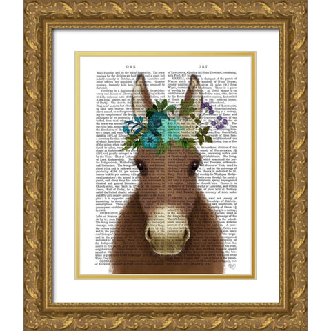 Donkey Bohemian 3 Book Print Gold Ornate Wood Framed Art Print with Double Matting by Fab Funky