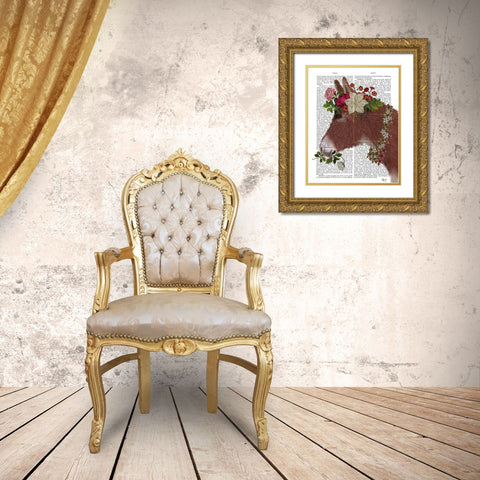 Donkey Bohemian 5 Book Print Gold Ornate Wood Framed Art Print with Double Matting by Fab Funky