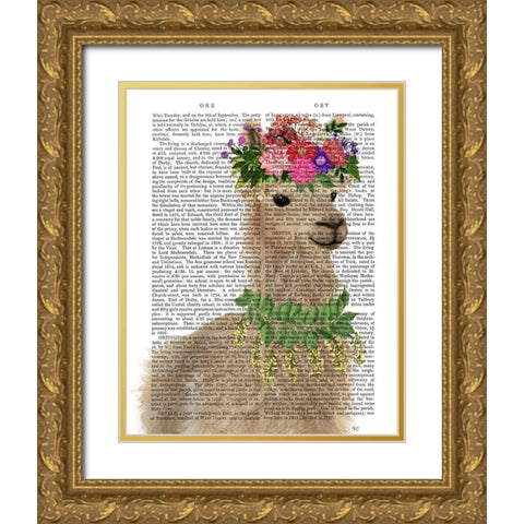 Llama Bohemian 2 Book Print Gold Ornate Wood Framed Art Print with Double Matting by Fab Funky