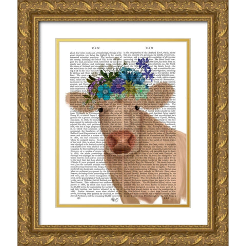 Cow Cream Bohemian 2 Book Print Gold Ornate Wood Framed Art Print with Double Matting by Fab Funky