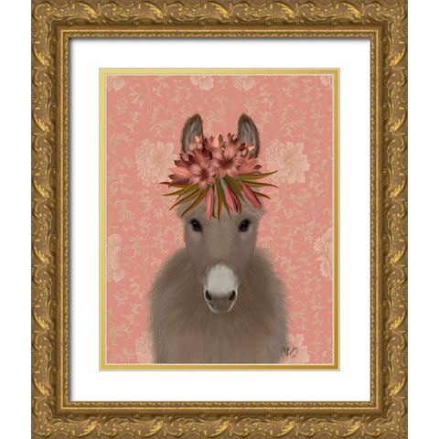 Donkey Bohemian 1 Gold Ornate Wood Framed Art Print with Double Matting by Fab Funky
