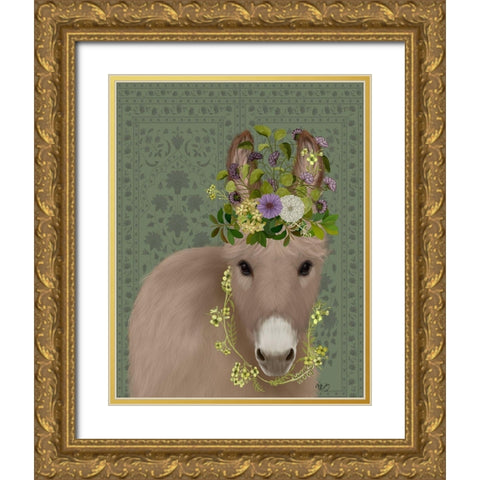 Donkey Bohemian 2 Gold Ornate Wood Framed Art Print with Double Matting by Fab Funky