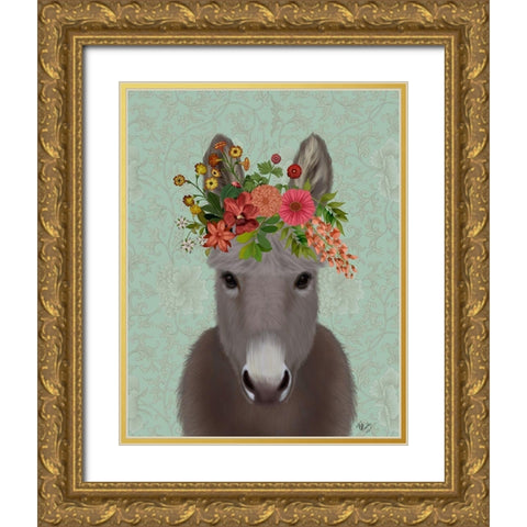 Donkey Bohemian 4 Gold Ornate Wood Framed Art Print with Double Matting by Fab Funky