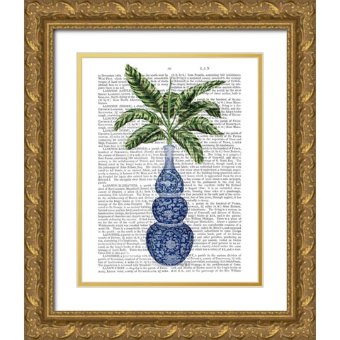 Chinoiserie Vase 7, With Plant Book Print Gold Ornate Wood Framed Art Print with Double Matting by Fab Funky