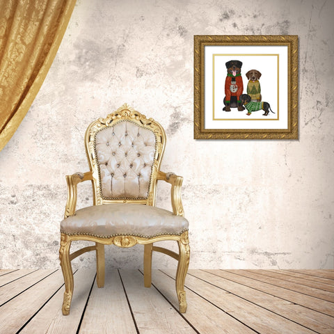 Christmas Des - Ugly Christmas Sweater Competition Gold Ornate Wood Framed Art Print with Double Matting by Fab Funky