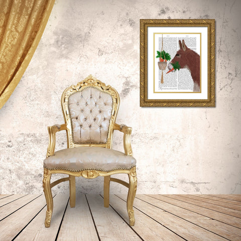 Donkey Lunch Book Print Gold Ornate Wood Framed Art Print with Double Matting by Fab Funky