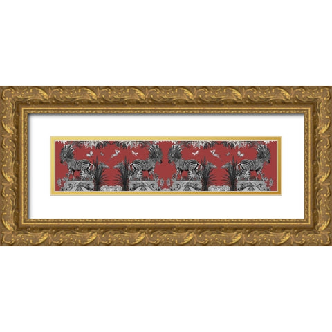 Livoris Feritas Zebra Design, Whole Gold Ornate Wood Framed Art Print with Double Matting by Fab Funky