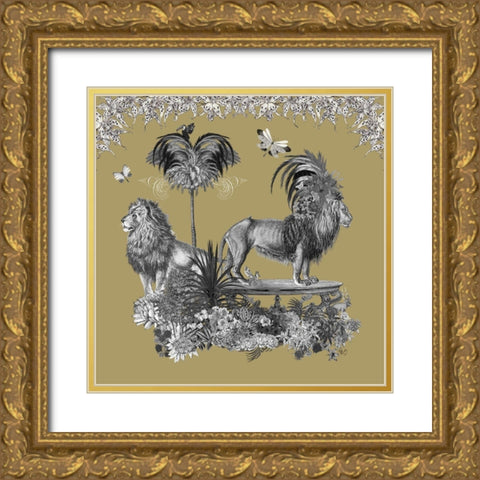 Livoris Feritas Lion Design, Square Gold Ornate Wood Framed Art Print with Double Matting by Fab Funky