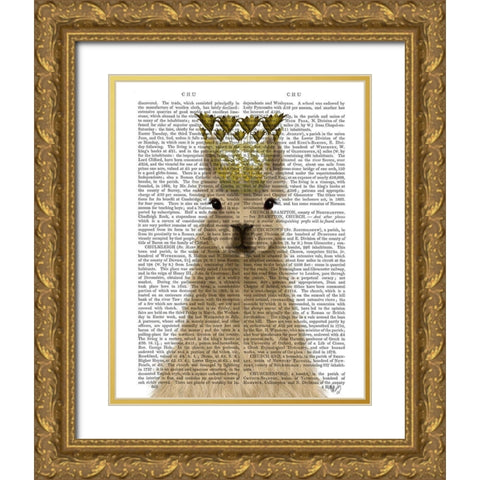 Llama Queen Book Print Gold Ornate Wood Framed Art Print with Double Matting by Fab Funky