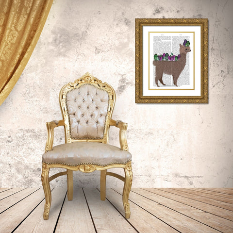 Llama Owls, Full Book Print Gold Ornate Wood Framed Art Print with Double Matting by Fab Funky