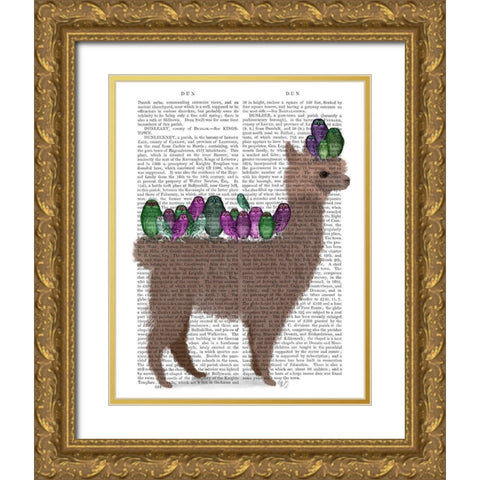 Llama Owls, Full Book Print Gold Ornate Wood Framed Art Print with Double Matting by Fab Funky