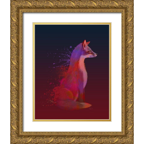 Red Fox Gold Ornate Wood Framed Art Print with Double Matting by Fab Funky
