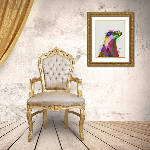 Badger Rainbow Splash 2 Gold Ornate Wood Framed Art Print with Double Matting by Fab Funky