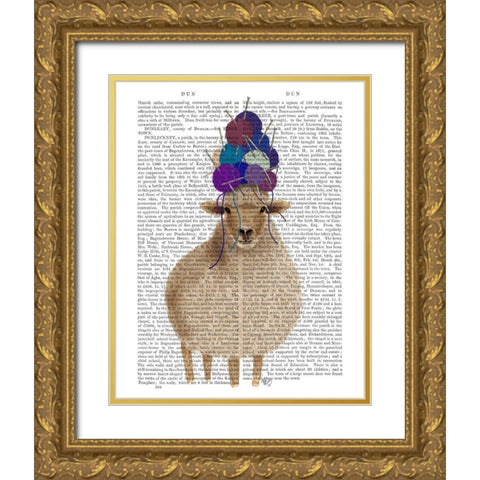 Sheep with Wool Hat, Full Book Print Gold Ornate Wood Framed Art Print with Double Matting by Fab Funky