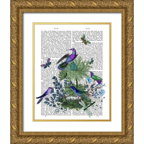 Tropical Birds Nest 1 Book Print Gold Ornate Wood Framed Art Print with Double Matting by Fab Funky
