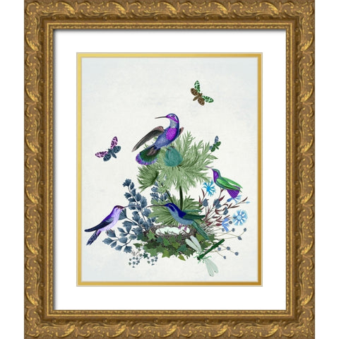 Tropical Birds Nest 1 Gold Ornate Wood Framed Art Print with Double Matting by Fab Funky