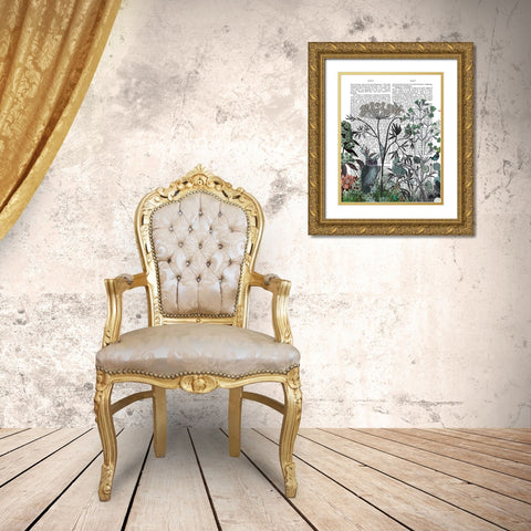 Wildflower Bloom, Owl Book Print Gold Ornate Wood Framed Art Print with Double Matting by Fab Funky