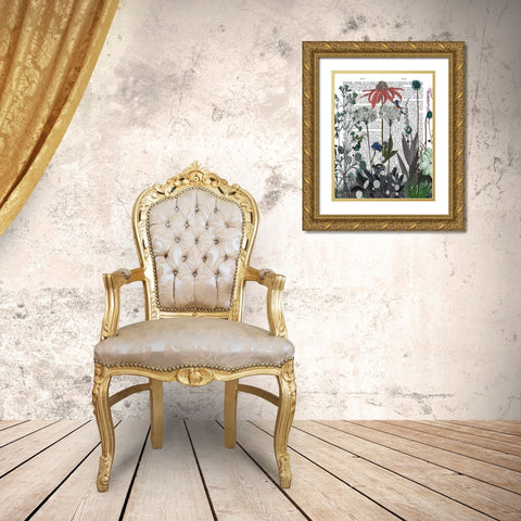 Wildflower Bloom, Ostrich Book Print Gold Ornate Wood Framed Art Print with Double Matting by Fab Funky