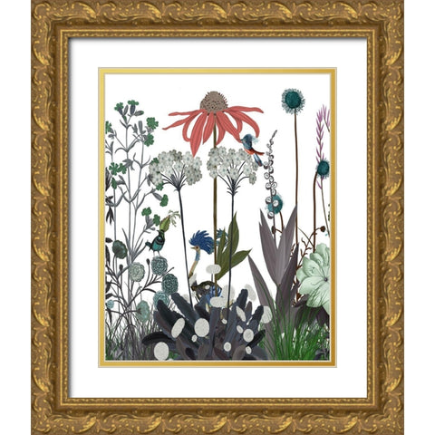 Wildflower Bloom, Ostrich Gold Ornate Wood Framed Art Print with Double Matting by Fab Funky