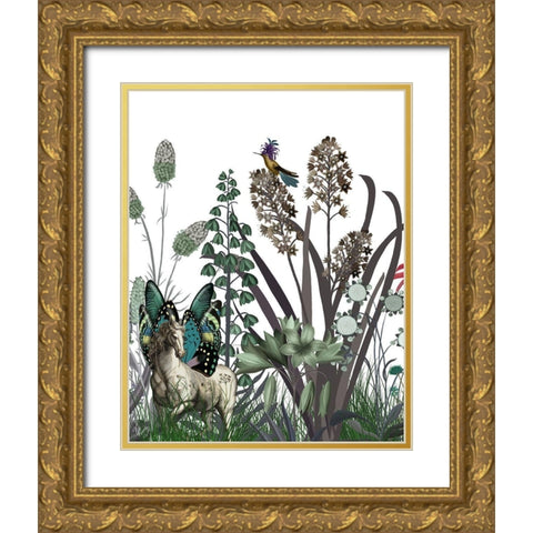 Wildflower Bloom, Horse Gold Ornate Wood Framed Art Print with Double Matting by Fab Funky