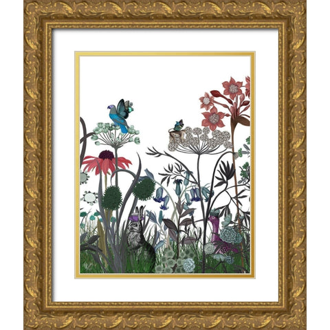 Wildflower Bloom, Rabbit Gold Ornate Wood Framed Art Print with Double Matting by Fab Funky