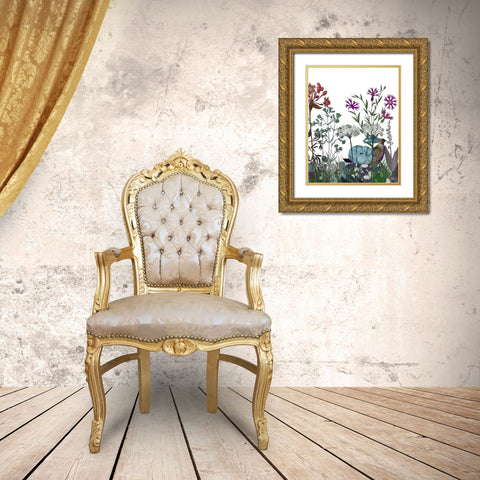 Wildflower Bloom, Partridge Gold Ornate Wood Framed Art Print with Double Matting by Fab Funky