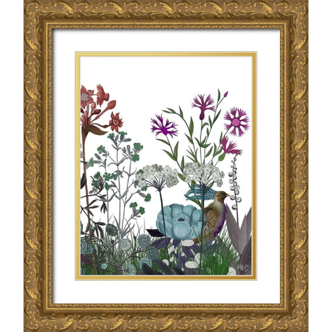 Wildflower Bloom, Partridge Gold Ornate Wood Framed Art Print with Double Matting by Fab Funky