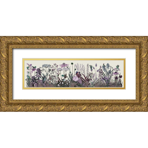 Wildflower Blush Gold Ornate Wood Framed Art Print with Double Matting by Fab Funky