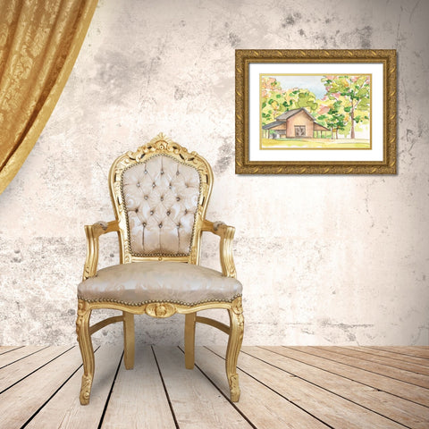 Barn Vista IV Gold Ornate Wood Framed Art Print with Double Matting by Moore, Regina