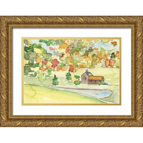 Barn Vista V Gold Ornate Wood Framed Art Print with Double Matting by Moore, Regina