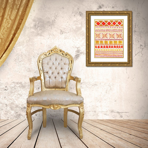 Boho Marks I Gold Ornate Wood Framed Art Print with Double Matting by Moore, Regina