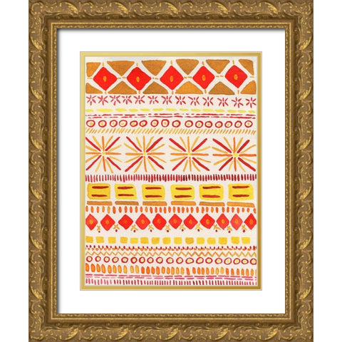 Boho Marks I Gold Ornate Wood Framed Art Print with Double Matting by Moore, Regina