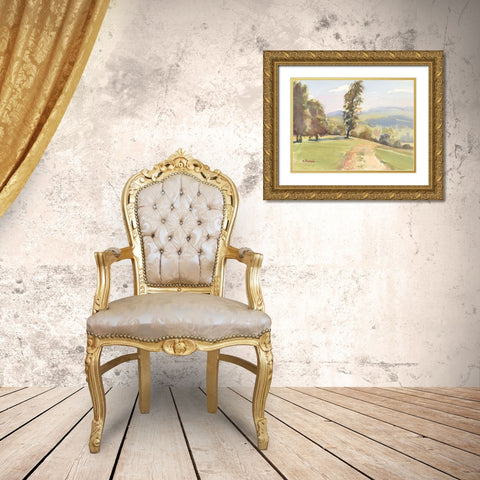 Vermont Vista II Gold Ornate Wood Framed Art Print with Double Matting by Calcasola, Stephen
