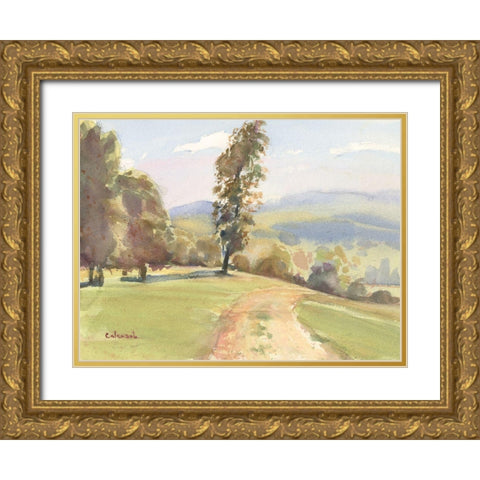 Vermont Vista II Gold Ornate Wood Framed Art Print with Double Matting by Calcasola, Stephen