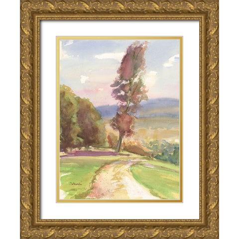 Vermont Vista III Gold Ornate Wood Framed Art Print with Double Matting by Calcasola, Stephen