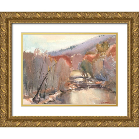 Westfield River Gold Ornate Wood Framed Art Print with Double Matting by Calcasola, Stephen