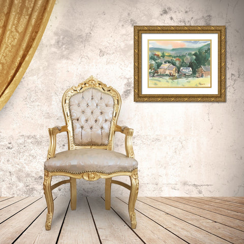 Valley Farm Gold Ornate Wood Framed Art Print with Double Matting by Calcasola, Stephen