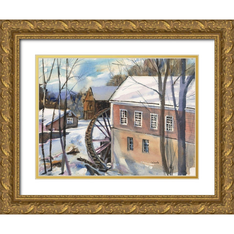 The Old Watermill Gold Ornate Wood Framed Art Print with Double Matting by Calcasola, Stephen