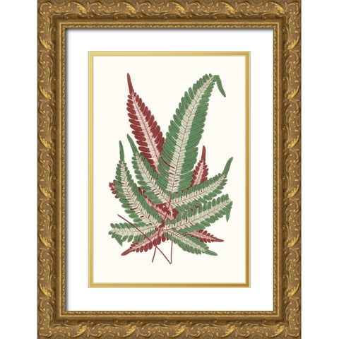 Collected Leaves IV Gold Ornate Wood Framed Art Print with Double Matting by Vision Studio