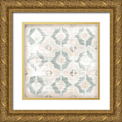 Vintage Blush Tile I Gold Ornate Wood Framed Art Print with Double Matting by Vess, June Erica