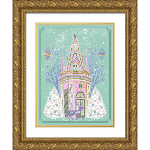 Winter Holidays III Gold Ornate Wood Framed Art Print with Double Matting by Wang, Melissa