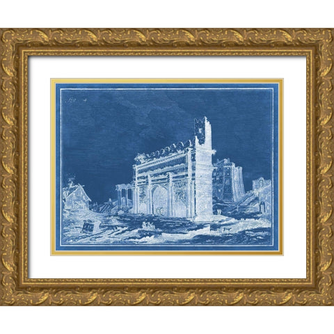 Indigo Antiquities IV Gold Ornate Wood Framed Art Print with Double Matting by Vision Studio