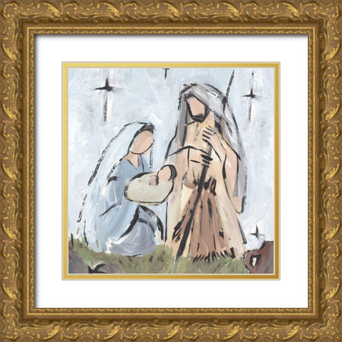 Starry Nativity I Gold Ornate Wood Framed Art Print with Double Matting by Warren, Annie