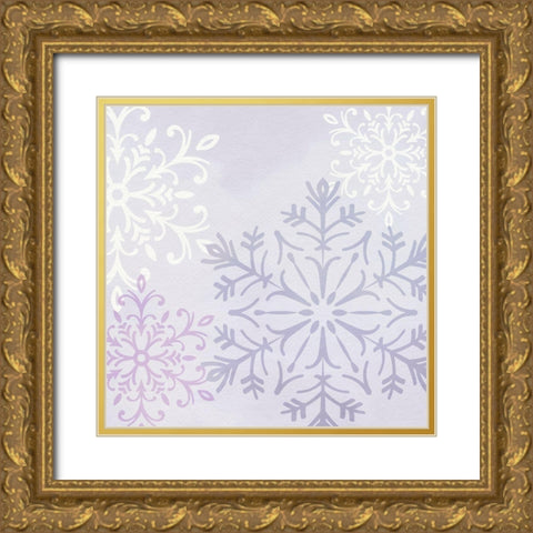 Pastel Snowflakes I Gold Ornate Wood Framed Art Print with Double Matting by Barnes, Victoria