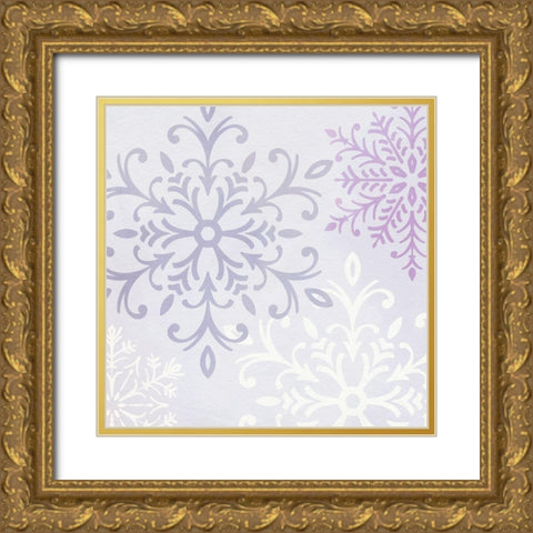 Pastel Snowflakes II Gold Ornate Wood Framed Art Print with Double Matting by Barnes, Victoria