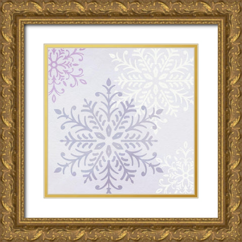 Pastel Snowflakes III Gold Ornate Wood Framed Art Print with Double Matting by Barnes, Victoria