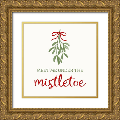 Mistletoe Wishes I Gold Ornate Wood Framed Art Print with Double Matting by Barnes, Victoria
