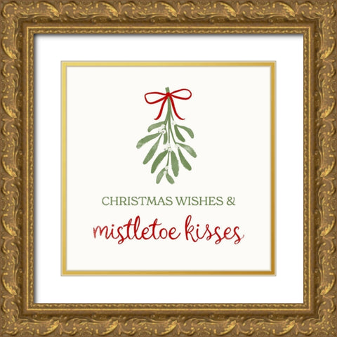 Mistletoe Wishes II Gold Ornate Wood Framed Art Print with Double Matting by Barnes, Victoria