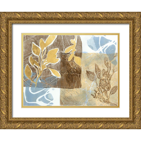 Embellished Leaf Inclusion I Gold Ornate Wood Framed Art Print with Double Matting by Goldberger, Jennifer